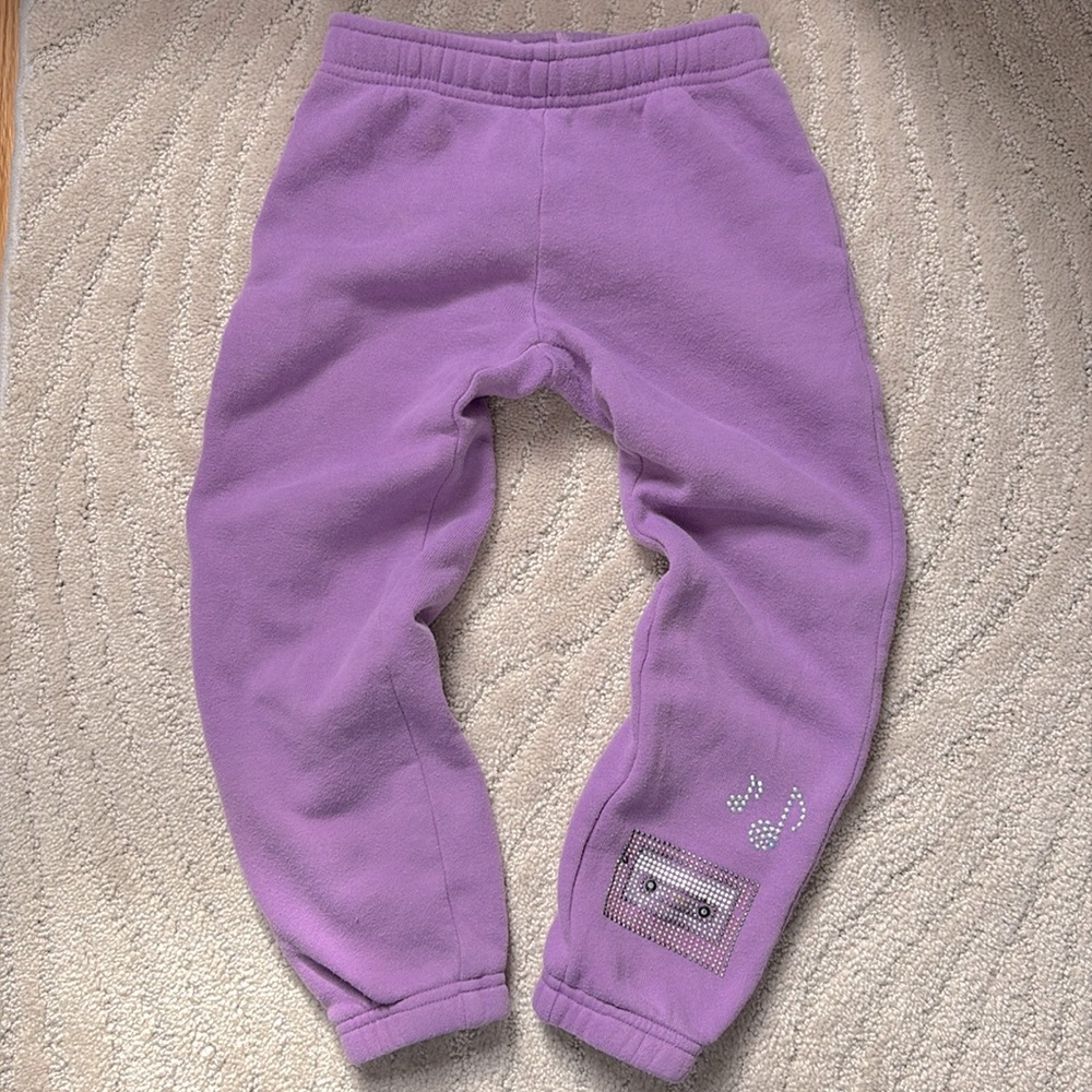 Butter Super Soft Cassette Tape Music Notes Sweat Pants in Purple XS 3 4